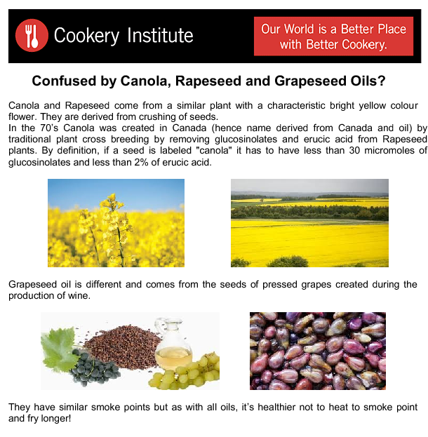 Difference between Rapeseed, Canola and Grapeseed Oils